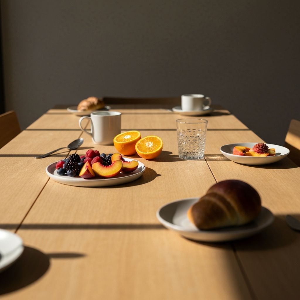 Frühstückstisch mit frischen Produkten